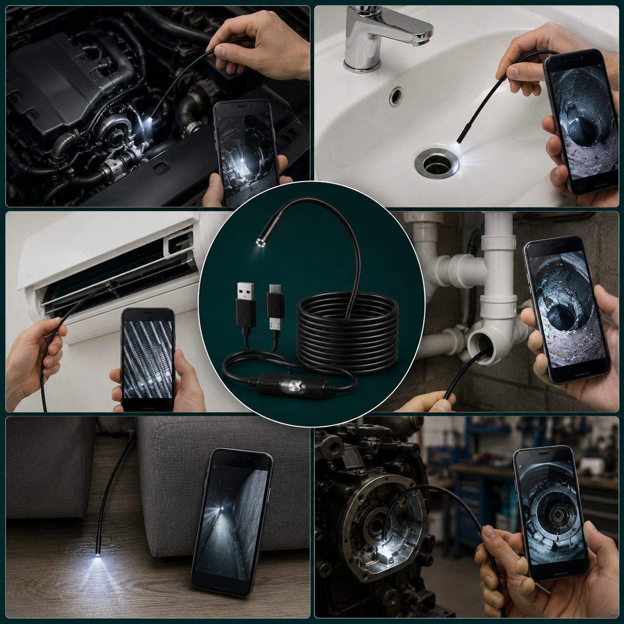 3 in 1 Endoscope Camera | Type-C, Micro USB & USB Inspection Camera (3.5M)
