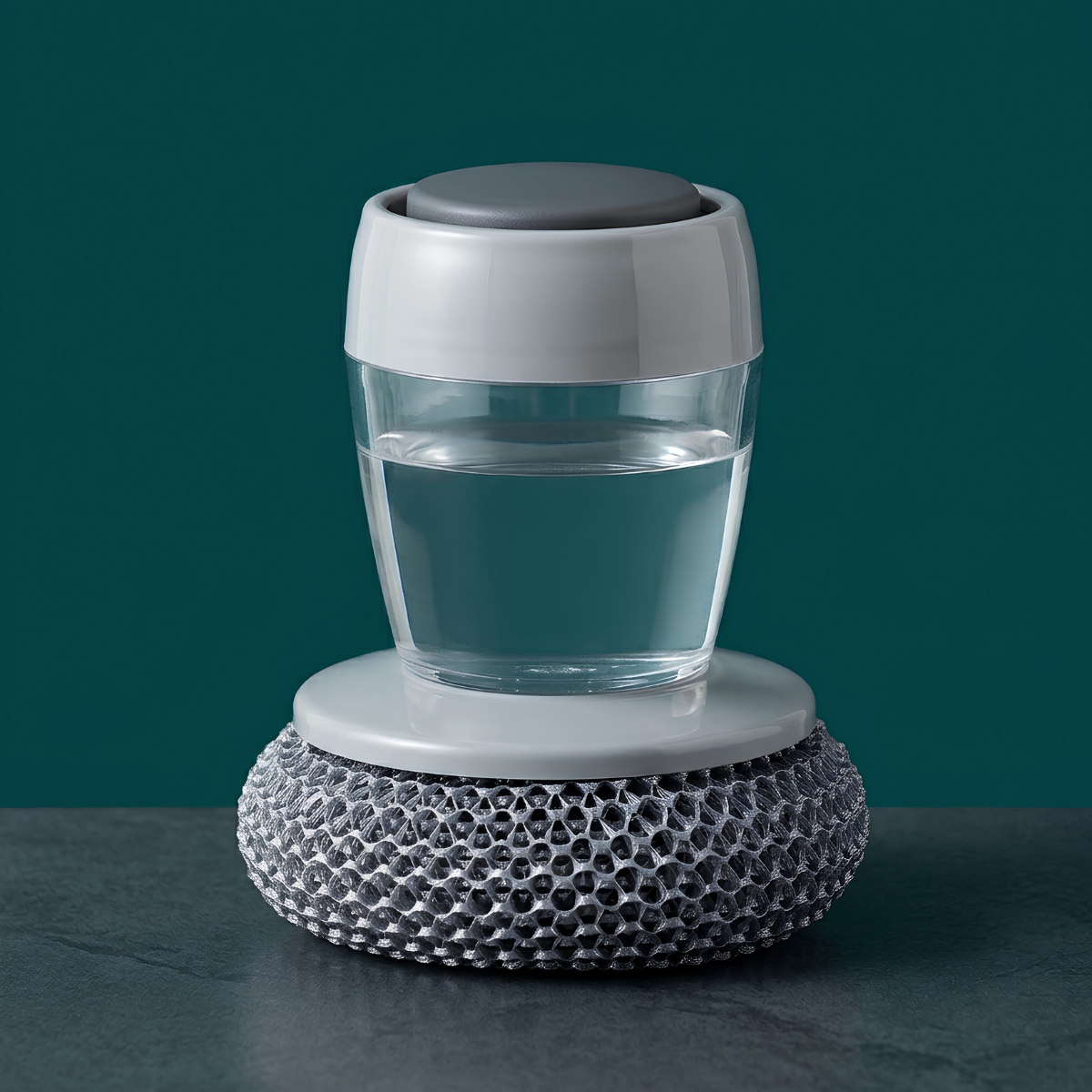 Soap Dispensing Palm Brush | Steel Wire Dish Scrubber with Liquid Dispenser
