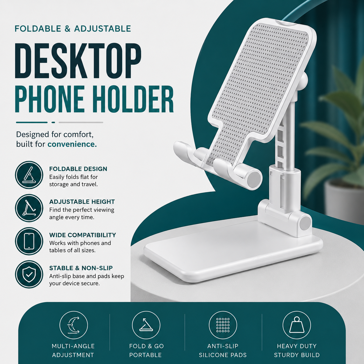 Foldable Mobile Stand | Adjustable Phone & Tablet Holder