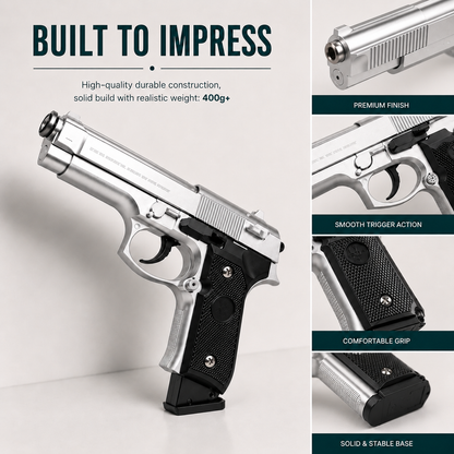 Silver M92 Style Airsoft Toy Gun | Realistic 6mm BB Pistol