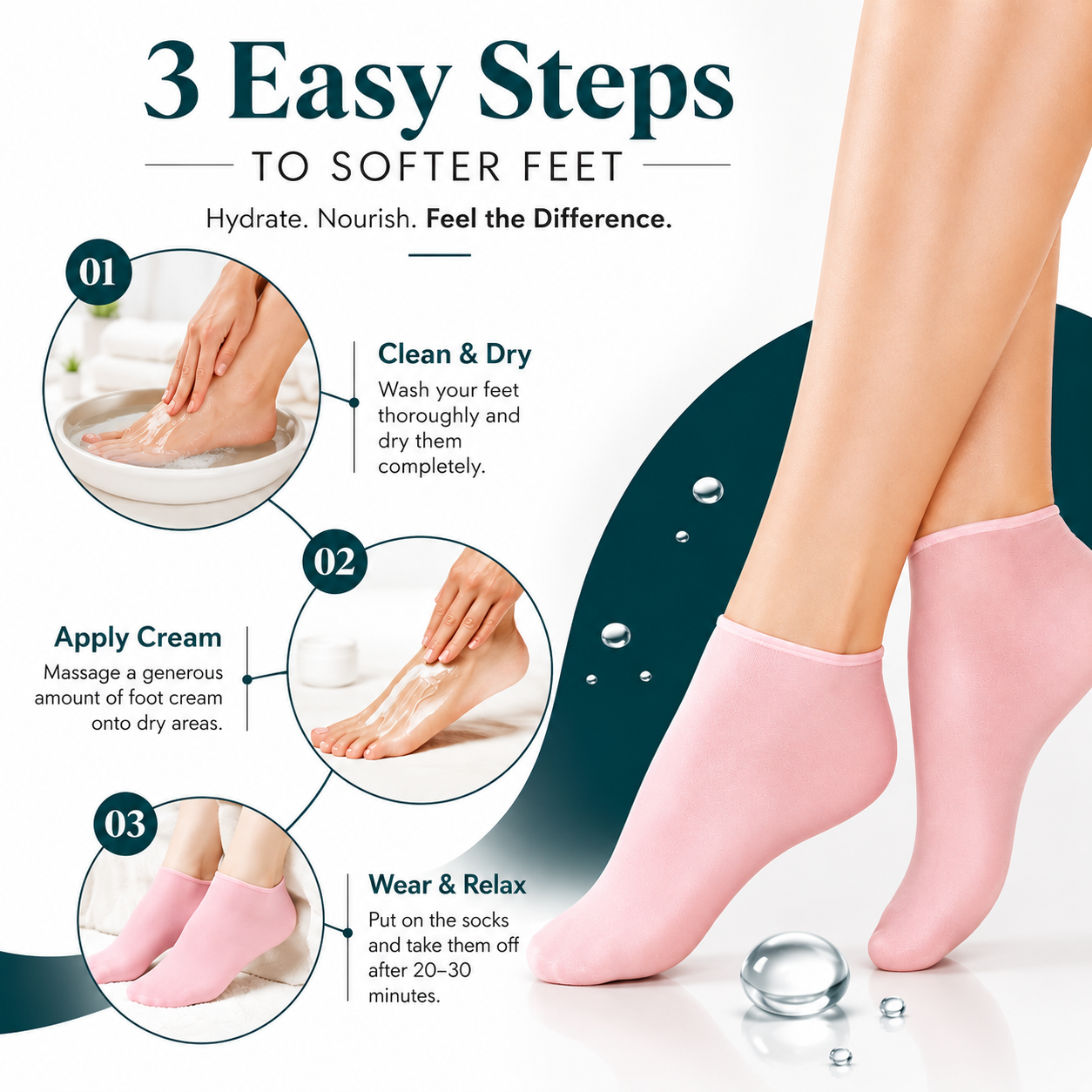 Silicone Moisturizing Socks | Gel Heel Socks for Dry & Cracked Feet