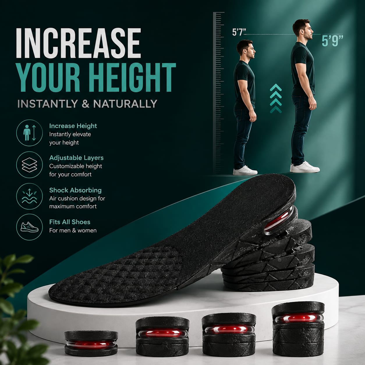 Adjustable Height Increase Insoles