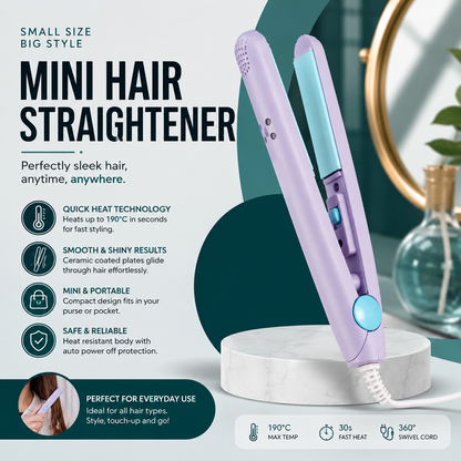 Mini Hair Straightener | Portable Travel Hair Straightening Iron
