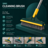 Long handle floor scrubber brush with rubber wiper