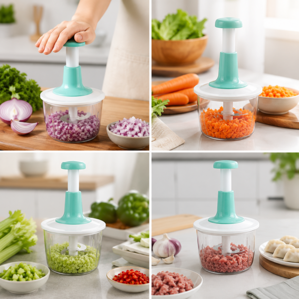 Manual kitchen chopper for vegetables and fruits Manual kitchen chopper for vegetables and fruits