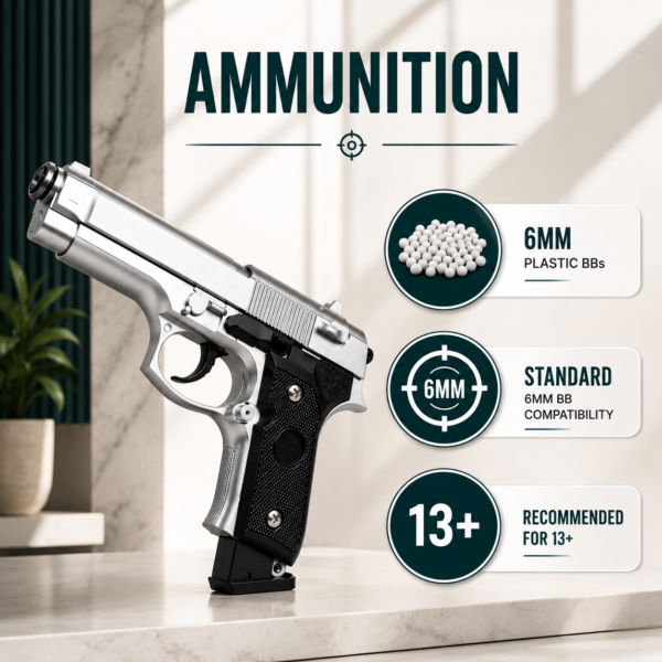 Realistic M92 Style Airsoft Pistol for target practice and recreational shooting