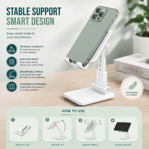 Adjustable phone stand for desk and table